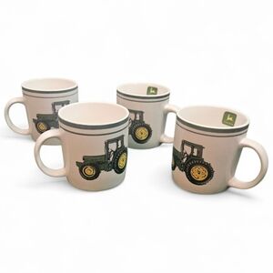 Vintage John Deere Tractor Coffee Mugs – Set of 4 | Gibson Licensed | Farmhouse